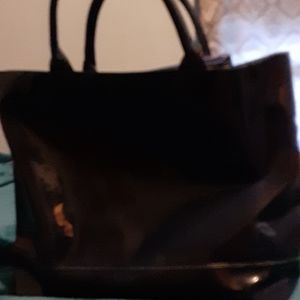 Navy blue vinyl tote